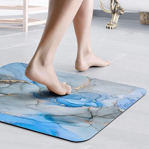 Blue Grey Bath Mat Rug,for in Front of Bathtub Shower,20x32