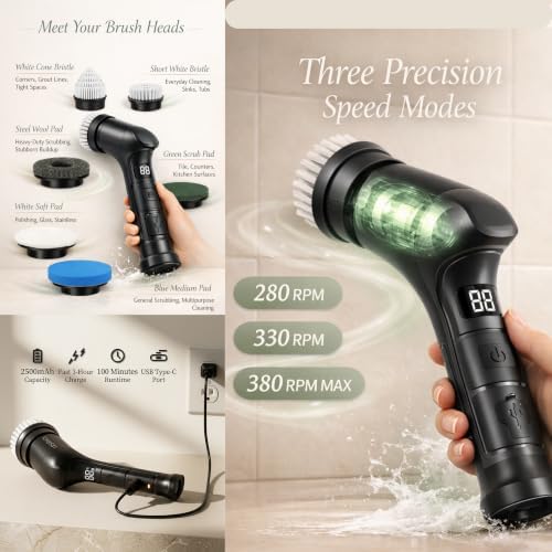 Complete Cleaning Kit – Power Scrubber, Retractable Squeegee & Multi‑Purpose Bucket for Home, Bathroom, Kitchen & Car Detailing
