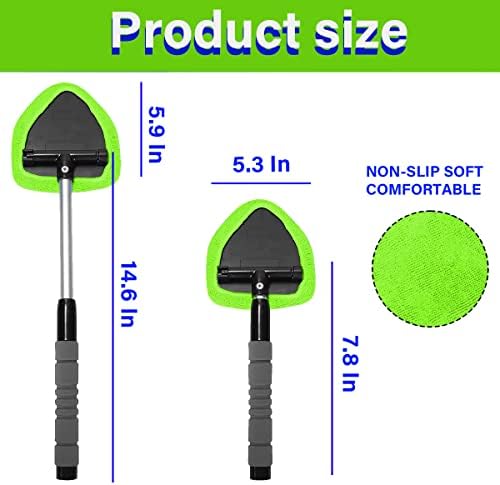 Moly Magnolia Windshield Cleaner with Extendable Handle and 4 Pads, Green