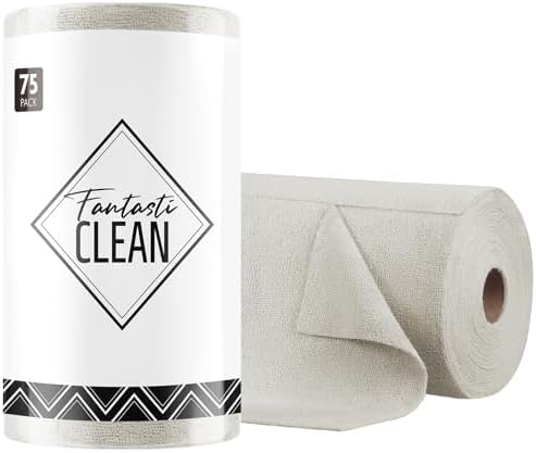 Microfiber Cleaning Cloth Roll- 75 Sheets, 12"x12" (CoolGrey)