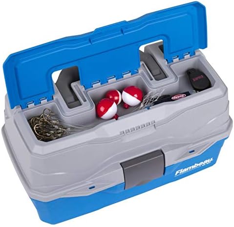 Outdoors 6382 2-Tray Tackle Box, 15 Compartments, Blue and Gray