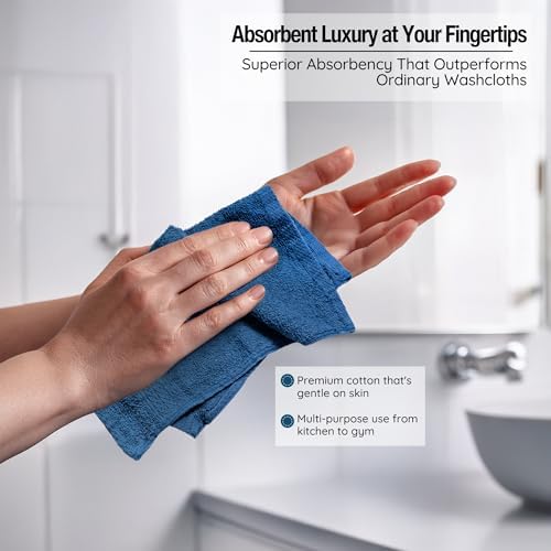 Extra Soft Wash Cloths, 13"x13" Wash Rags, Washcloths 12 Pack