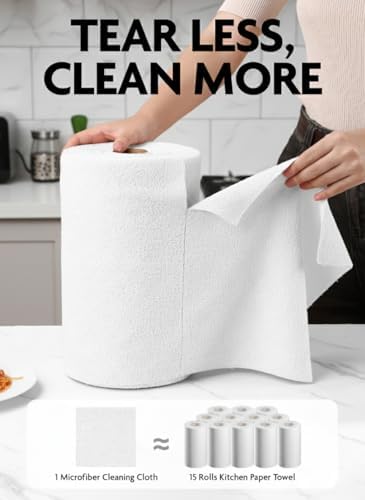 Microfiber Cleaning Cloth Roll- 90 Sheets, 12" x 12" (White)