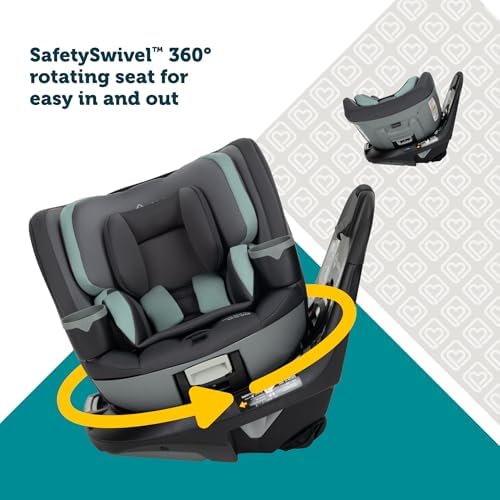 Turn and Go 360 ST 360 Rotating Car Seat, SafetySwivel, SecureTech Installation, All-in-One Convertible Car Seat, 3-in-1 Rear-Facing, Forward-Facing, Booster, 5-100 lbs, Seafoam Mist