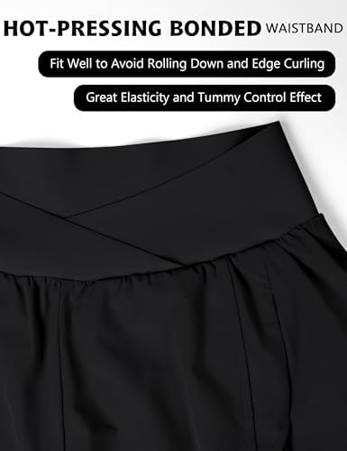 Women's Athletic Running Shorts Crossover Gym Workout Shorts