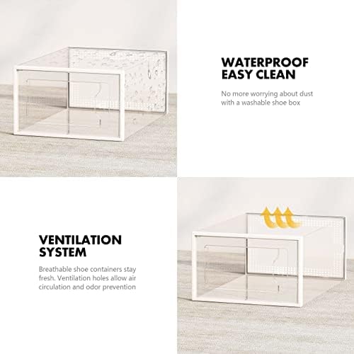 12 Pack Shoe Storage Box, Clear Plastic Stackable Shoe Organizer for Closet, Space Saving Foldable Shoe Rack Sneaker Container Bin Holder
