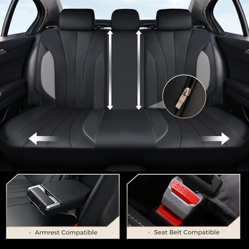 Seat Covers, Car Seat Covers Full Set, Automotive Seat Covers 5 Seats, Waterproof Car Seat Protectors Universal Fit for SUVs Trucks Sedans-Grey&Black
