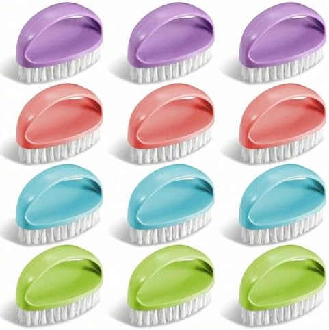 12 Pcs Small Scrub Brushes, 4" Heavy Duty Stiff Bristles Cleaning Brushes, Durable Small Cleaning Brush for Bathroom, Showe, Sink, Kitchen, Bathtub, Floor (4 Colors)