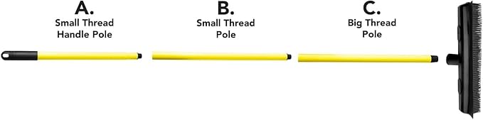 FURemover Pet Hair Removal Rubber Broom, 48" Handle