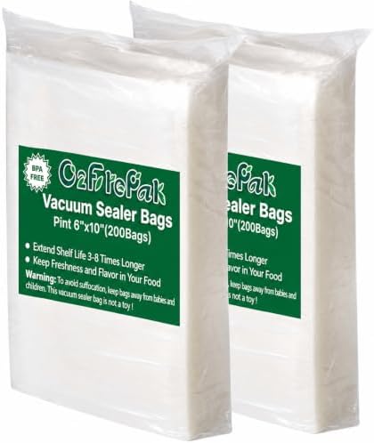 Pint 6"x10" Vacuum Sealer Bags 200ct for Food Storage