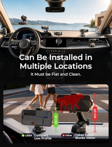 Suction Phone Mount for Car, [Ultra Suction & Less Fuss] Car Phone Holder Mount Vacuum Dashboard Phone Holder, Car Cell Phone Holder for iPhone 18 Pro Max 17 16 15 Air with Case Galaxy S26 S25