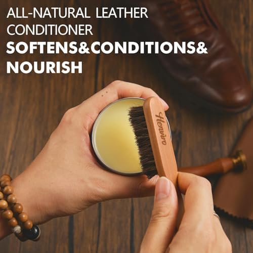 Leather Boot Care Kit – Mink Oil, Saddle Soap for Leather, Shoe Brush, Waterproof Wax, Leather Cleaner and Conditioner