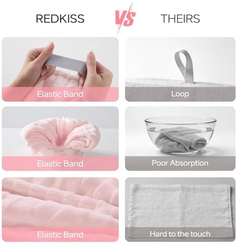 3 Pack Microfiber Hair Towel Wrap for Women, Super Absorbent Quick Dry Hair Turban for Thick Long Curly Hair, Large Stay-Put Anti-Frizz Hair Drying Towels, Pink Blue Gray
