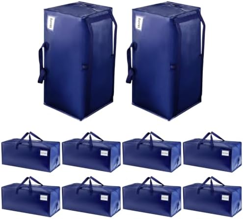 10 Pack Heavy Duty Moving Bags with Backpack Straps, Zippers & Handles, Extra Large Packing Bags for College Dorm Essentials, Moving Supplies Alternative to Cardboard Moving Boxes