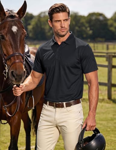 Men's Polo Shirt Quick Dry Performance Short Sleeve Tactical Shirts Pique Jersey Golf Shirt