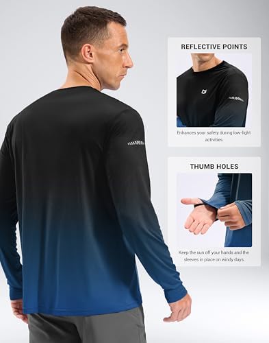 Men's Sun Protection UPF 50+ Grid Swim Long Sleeve Rash Guard SPF UV Shirts