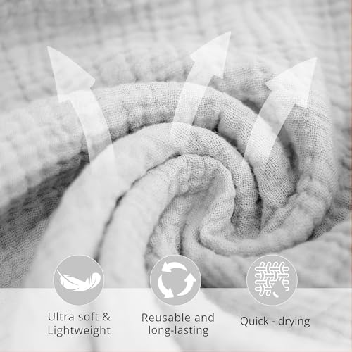 6 Pack Face Cloths, 100% Muslin Cotton Wash Cloth for Washing Face
