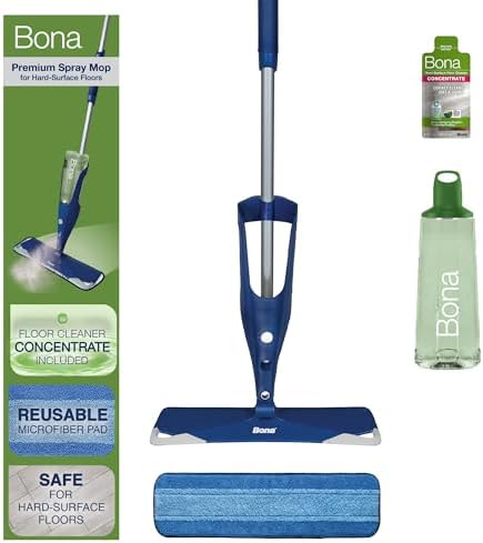 Multi-Surface Floor Premium Spray Mop - Includes Multi-Surface Floor Cleaner Concentrate and Machine Washable Microfiber Cleaning Pad - For Stone, Tile, Laminate and Vinyl LVT/LVP Floors