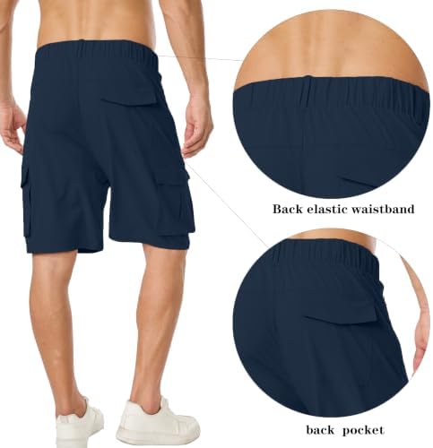 Men's Lightweight Hiking Work Cargo Shorts 9" Quick Dry with 5 Pockets