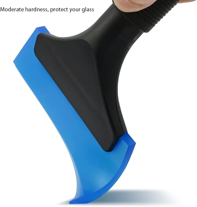 FOSHIO Small Squeegee with 5 Inch Dark Blue Rubber Blade Mini Wiper Window Tinting Tools for Mirror Glass Window Cleaner with Non-Slip Handle