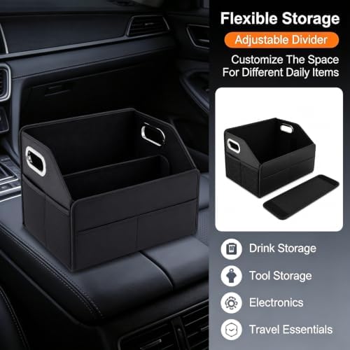 Car Storage Organizer, Waterproof PU Leather Car Organizer, Foldable Car