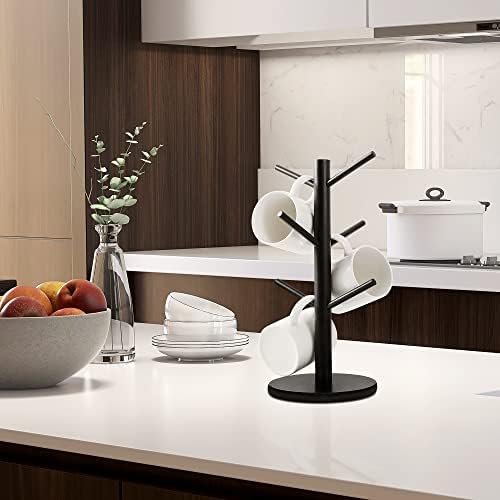 Mug Holder Tree, Coffee Cup Holder with 6 Hooks (Black)