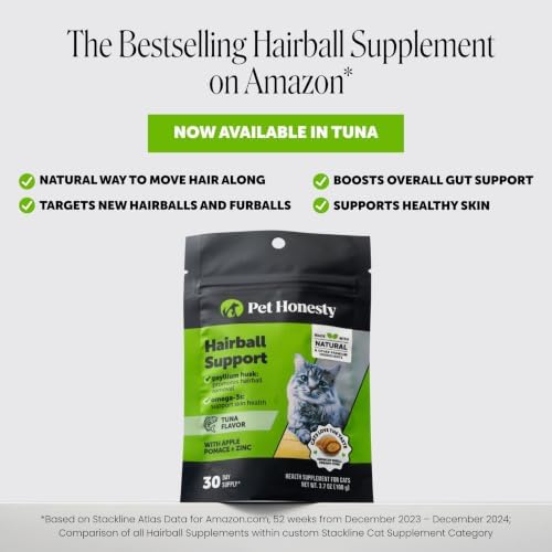 Vet Backed Cat Hairball Remedy Chews, Tuna, 30-Day Supply