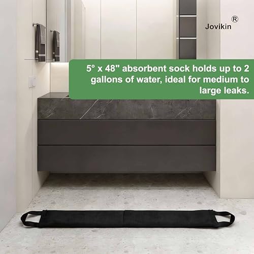 Super Absorbent Sock - 5" x 48" Water Absorbing Snake | 2 Gallon Capacity | Leak & Spill Control for Home, Basement & Industrial Spaces (Pack of 10)