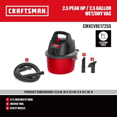CMXEVBE17250 2.5 Gallon 2.5 Peak HP Wet Dry Shop Vacuum