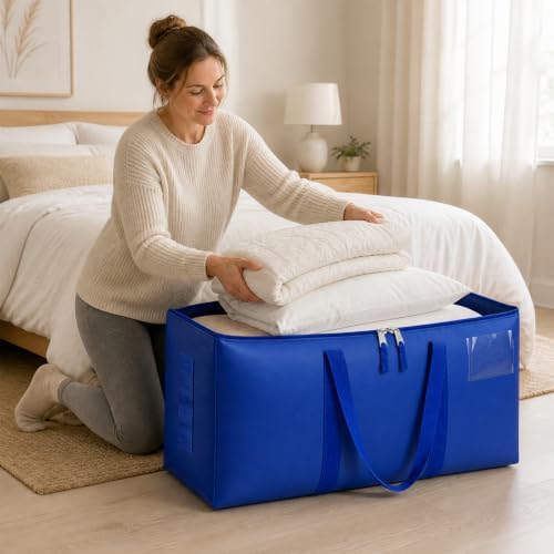 Heavy-Duty Moving Bags, Dark Blue, Medium, 8 Count