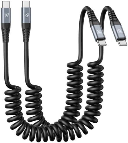 USB C Cable 3ft 2Pack USB C to USB C Charger Cable for Car, Coiled Type C