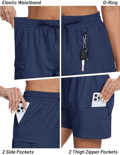Women's 5" Hiking Cargo Shorts Lightweight UPF 50+ Quick Dry Athletic Shorts with Pockets Golf Outdoor Summer