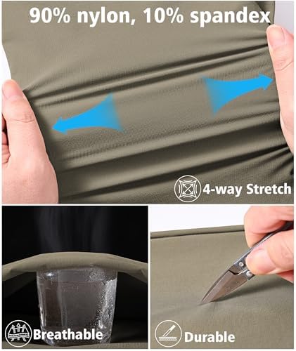 Mens Hiking Pants Lightweight Nylon Stretch Cargo Work Pants for Men Waterproof with Pockets