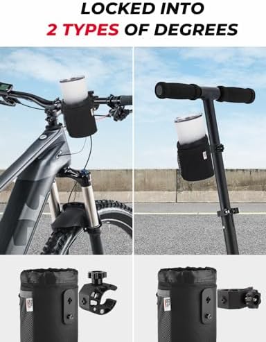 Motorcycle Cup Holder, Oxford Fabric Motorcycle Drink Holder with 0.6"-1.5" Alligator Clamp, Universal Water Bottle Cup Accessories for Bike, ATV/UTV, Scooter, Boat, Walker, Black L
