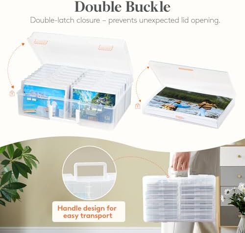 16 Pcs Photo Storage Box for 4"x 6" Pictures, Acid-Free, Clear