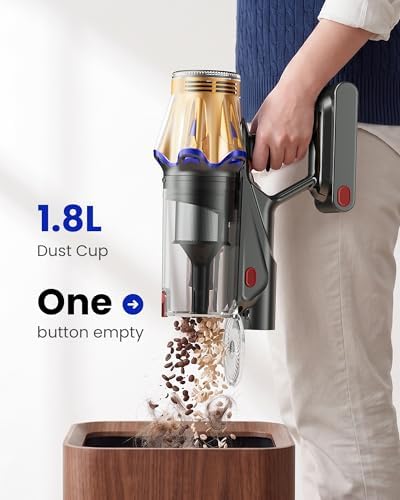 Cordless Vacuum Cleaner, Upgraded 650W 60KPA 70Mins Cordless Stick Vacuum Cleaner with Self-Standing,Touch Screen, Anti-Tangle Wireless Vacuum Cleaners for Home/Pet Hair/Carpets/Floors