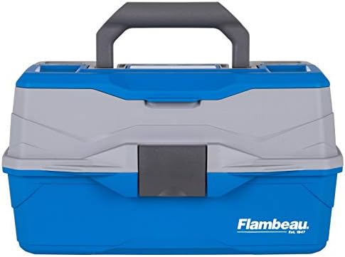 Outdoors 6382 2-Tray Tackle Box, 15 Compartments, Blue and Gray