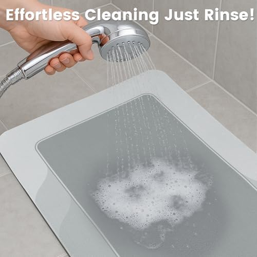 Super Absorbent Stain Resistant Soft Bath Mat, Grey, 16'' × 47''