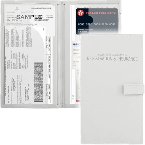 Registration and Insurance Card Holder - Car Organizer - White