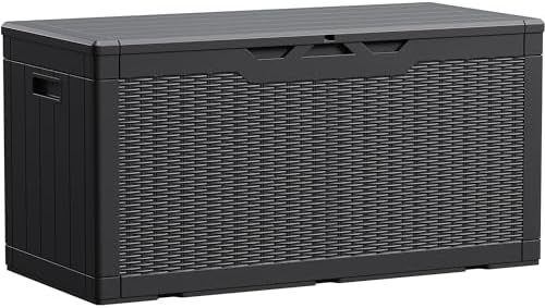 100 Gallon Waterproof Deck Box, Resin Large Outdoor Storage Box