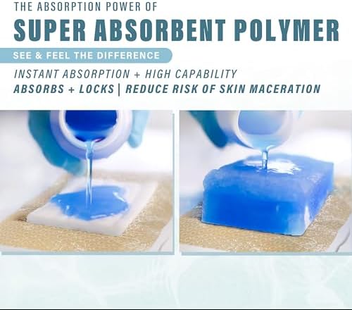 Super Absorbent Polymer Wound Dressing | Silicone Self-Adhesive Bandages with Ultrasorb Matrix for High Retention | 4" x 4" Sterile Adhesive Dressings Pack of 10