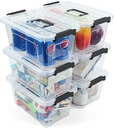 7Qt Clear Plastic Storage Bins with Lids,Transparent Design,6 Pack