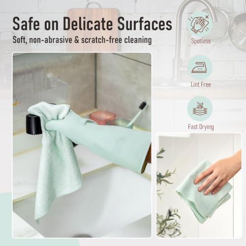 Microfiber Cleaning Cloth Roll, 75 Pack Tear Away, 12" x 12", Green
