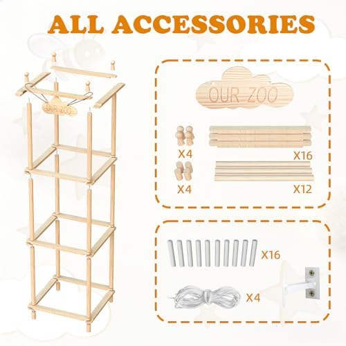 Stuffed Animal Storage,Large Wooden Toy Organizer,Anti-Tip Design,Easy Assembly