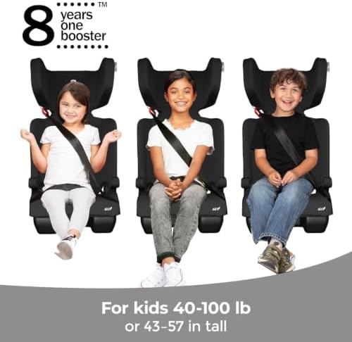 Diono Airi Travel High Back Booster Seat, Foldable Slim 3‑Across Fit, Black