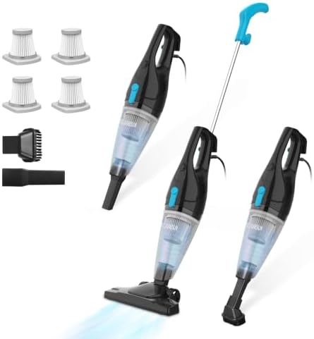Lightweight Corded Stick Vacuum, 4-in-1 Handheld Small Vacuum with 4 HEPAS