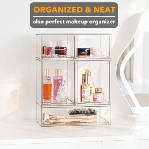 Bottle Storage Organizer Baby - Acrylic Bottles Station Organizer Container, Stackable Clear Drawers for Countertop, Vanity, Bathroom, Cabinet, Pantry Organization, 5 Pack, 2S2M1L, 15.4"H
