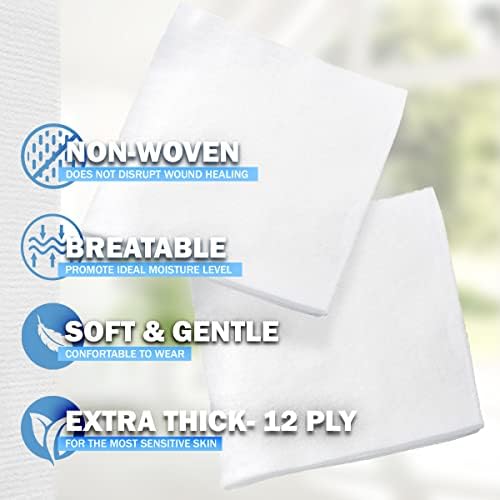 [Extra-Thick] 4''x4'' Sterile Gauze Pad 12-Ply, 100 Pack, Individual Wrapped, Ultra Absorbent Large Non-Woven Medical Gauze Sponges for Wound Care Home First Aid Kit