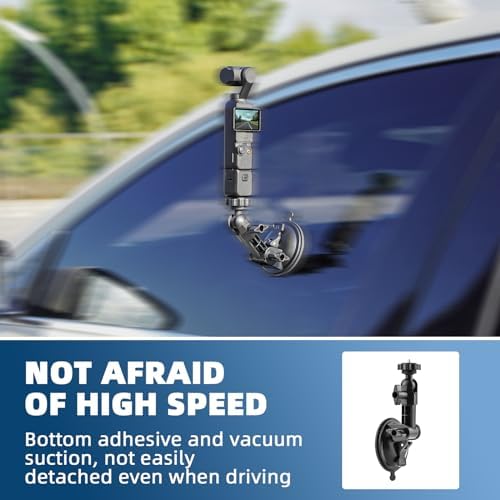 Pocket 3 4 4P Suction Cup Mount, for Xtra Muse Car Windshield Window Dash Holder Kit with Expansion Adapter for Insta360 X6 X4 X5 Go 3S for GoPro Pocket 3 4 4P Action 6 5 Pro Nano Accessories