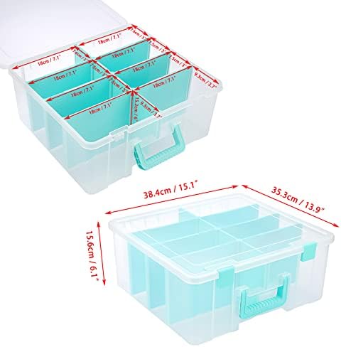 Clear Plastic Dividing Storage Box with 8 Deep Compartment Sewing Box